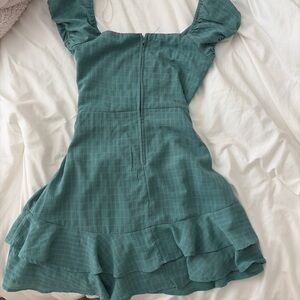 Trixxi Turquoise Mini Dress with Ruffle Sleeves